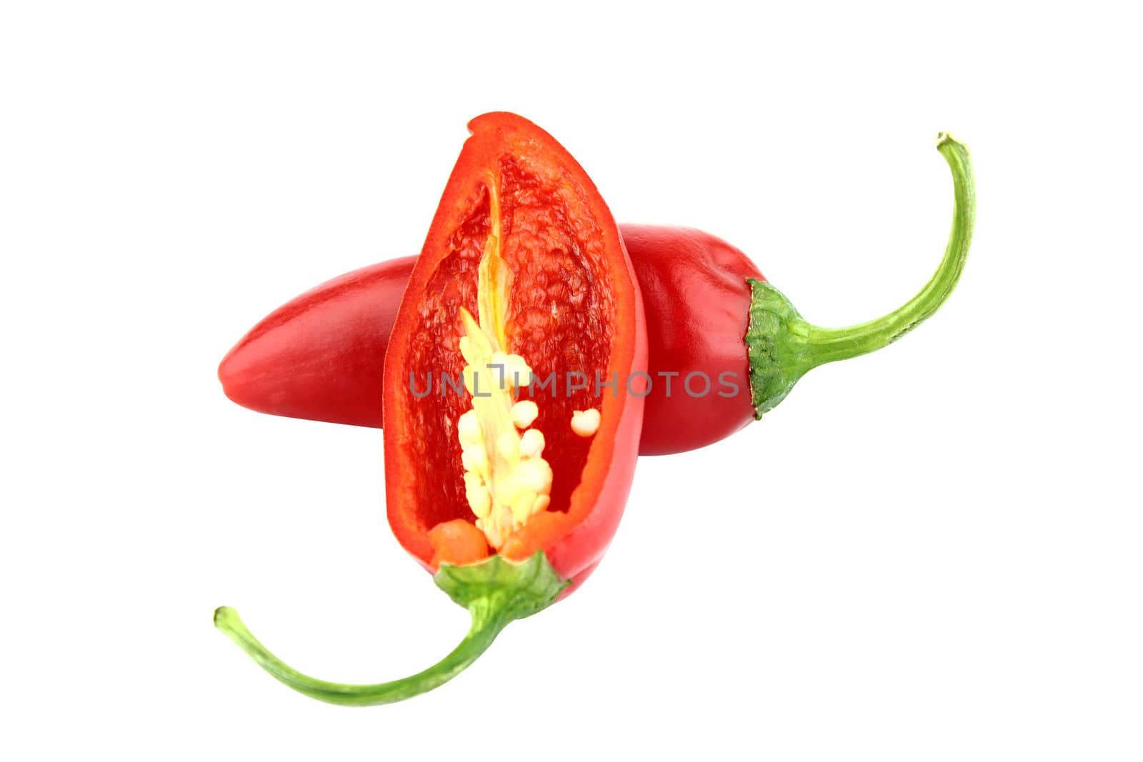 red hot chili pepper on a white background with a clipping path