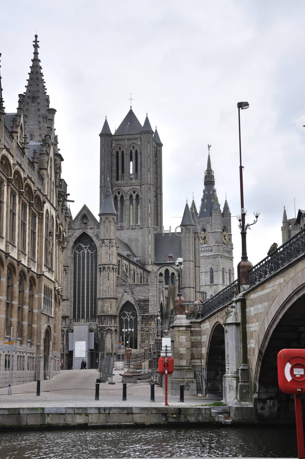 View on the Saint Bavo Cathedral from the Belfry in Ghent, Belgium