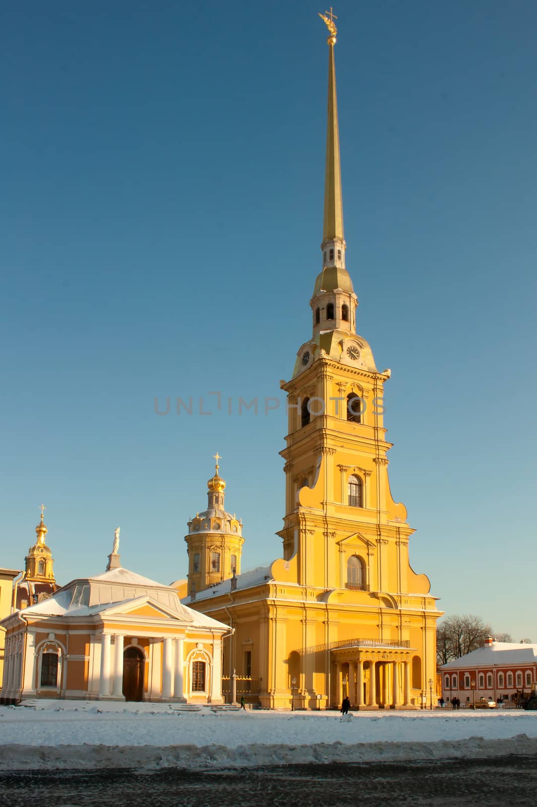 The Peter and Paul Fortress in St. Petersburg, Russia, winter.