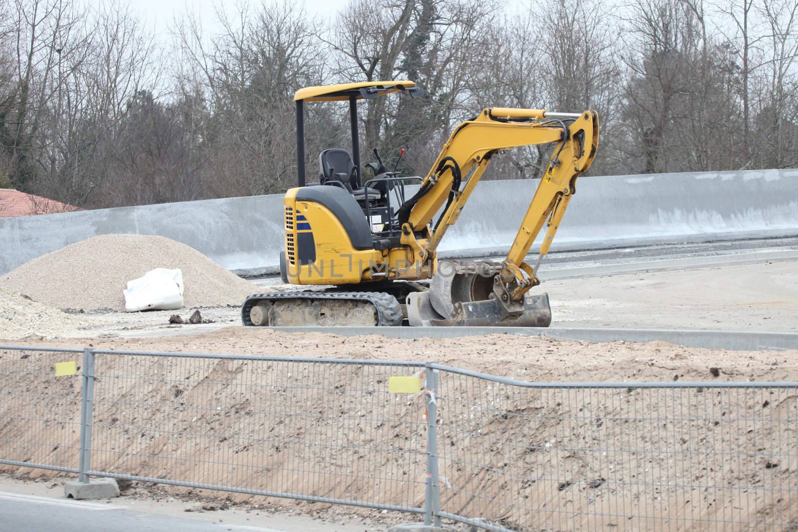 Digger on construction site