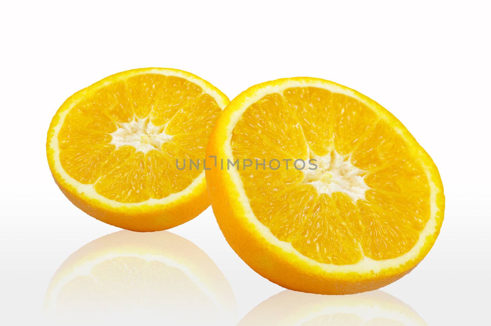 Orange sliced on white background