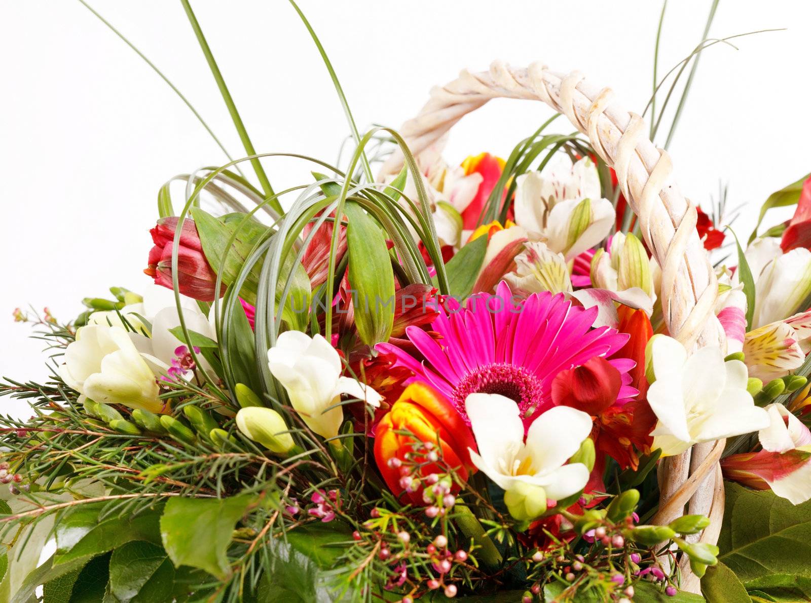 beautiful flowers in the basket  by shebeko