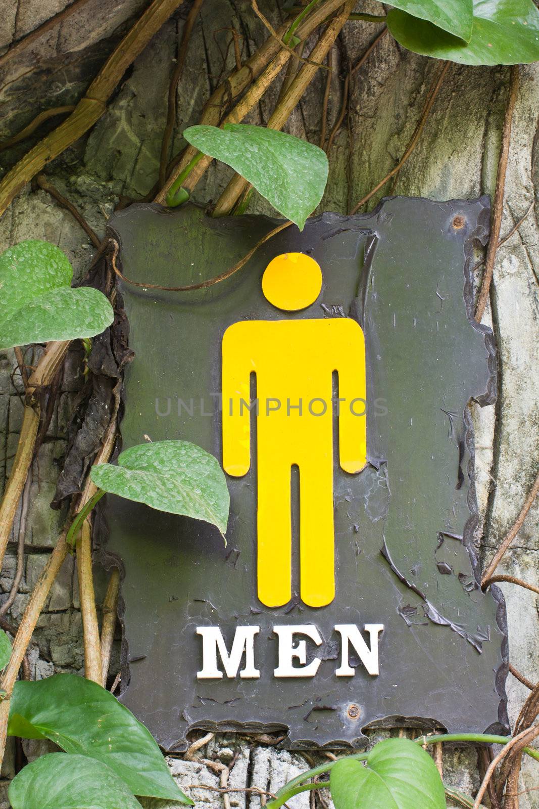 This male and female bathroom sign made ​​out of steel