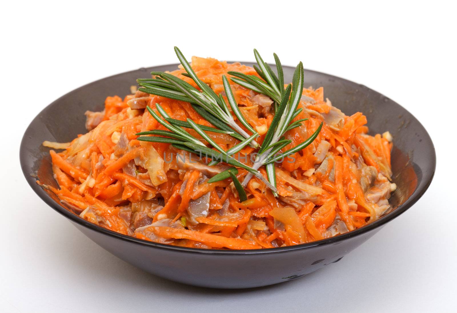 vegetable salad in bowl on white