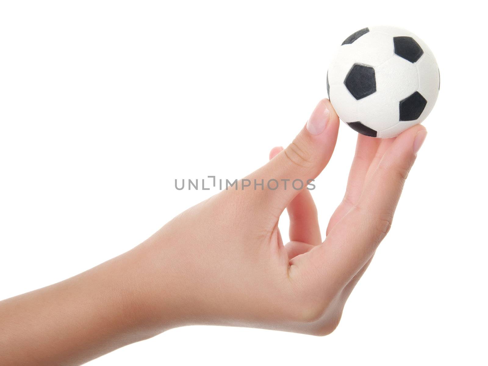 teenager hand holding sport ball 