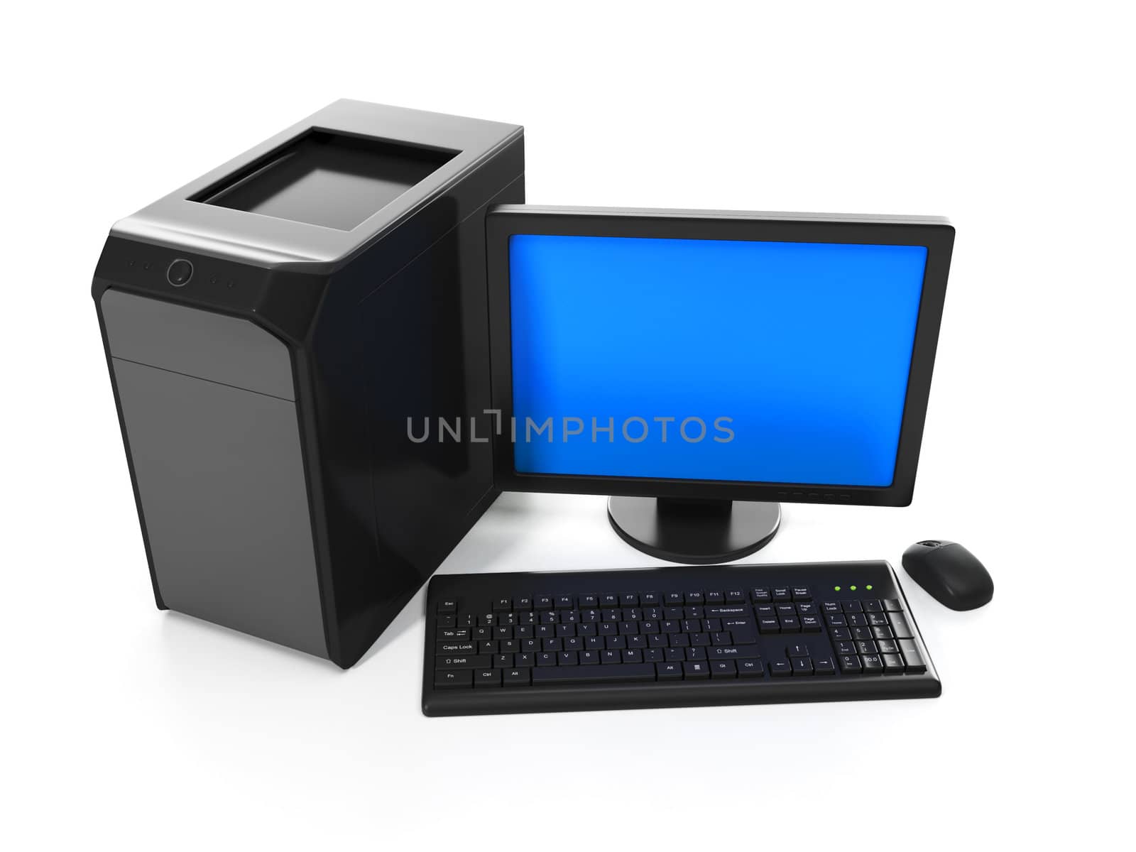 3d illustration of computer technologies. Computer on a white background