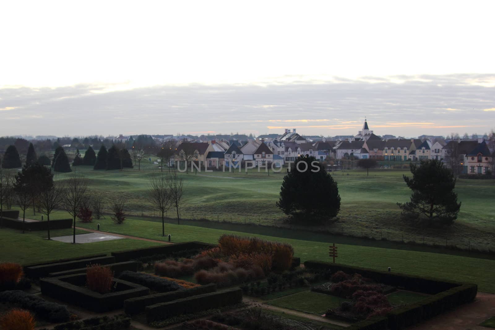 Daybreak over a French village