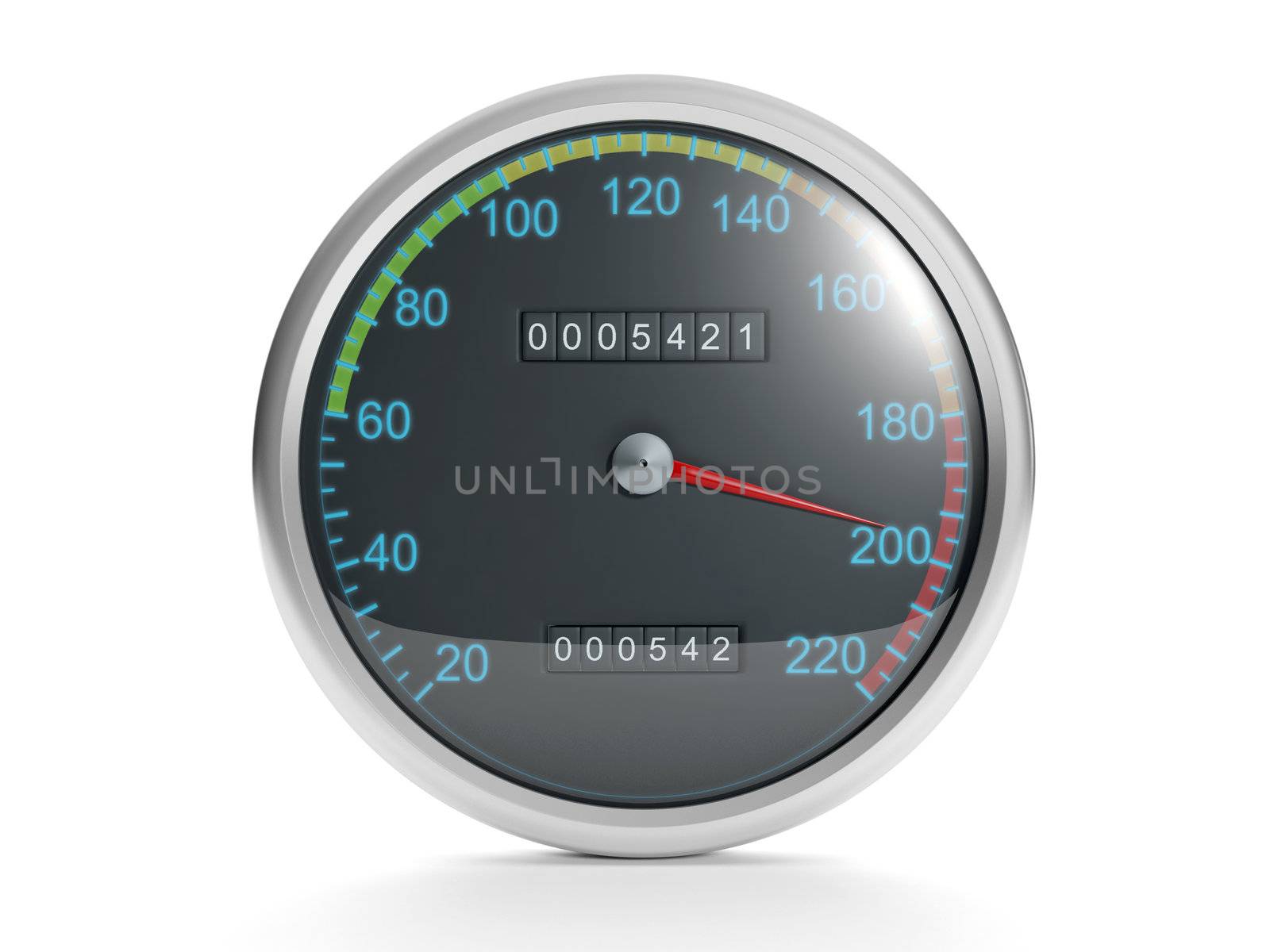 3d illustration on white background Speedometer