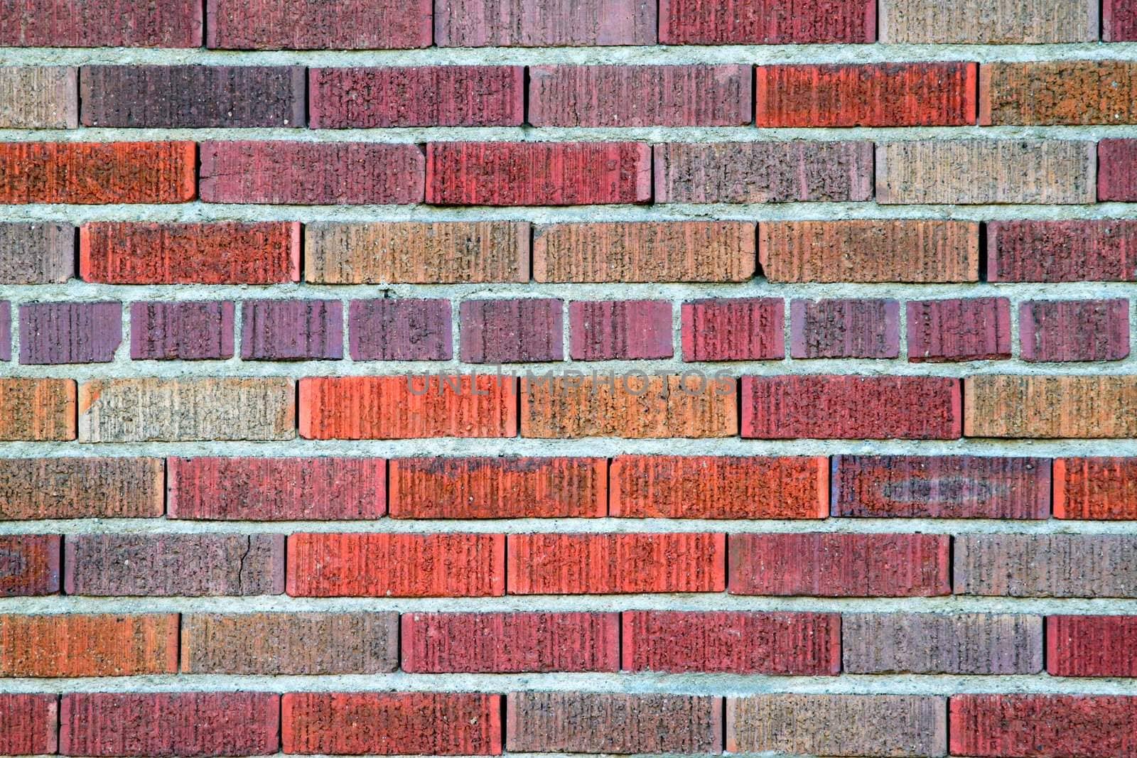 Vibrant multi color red brick wall pattern