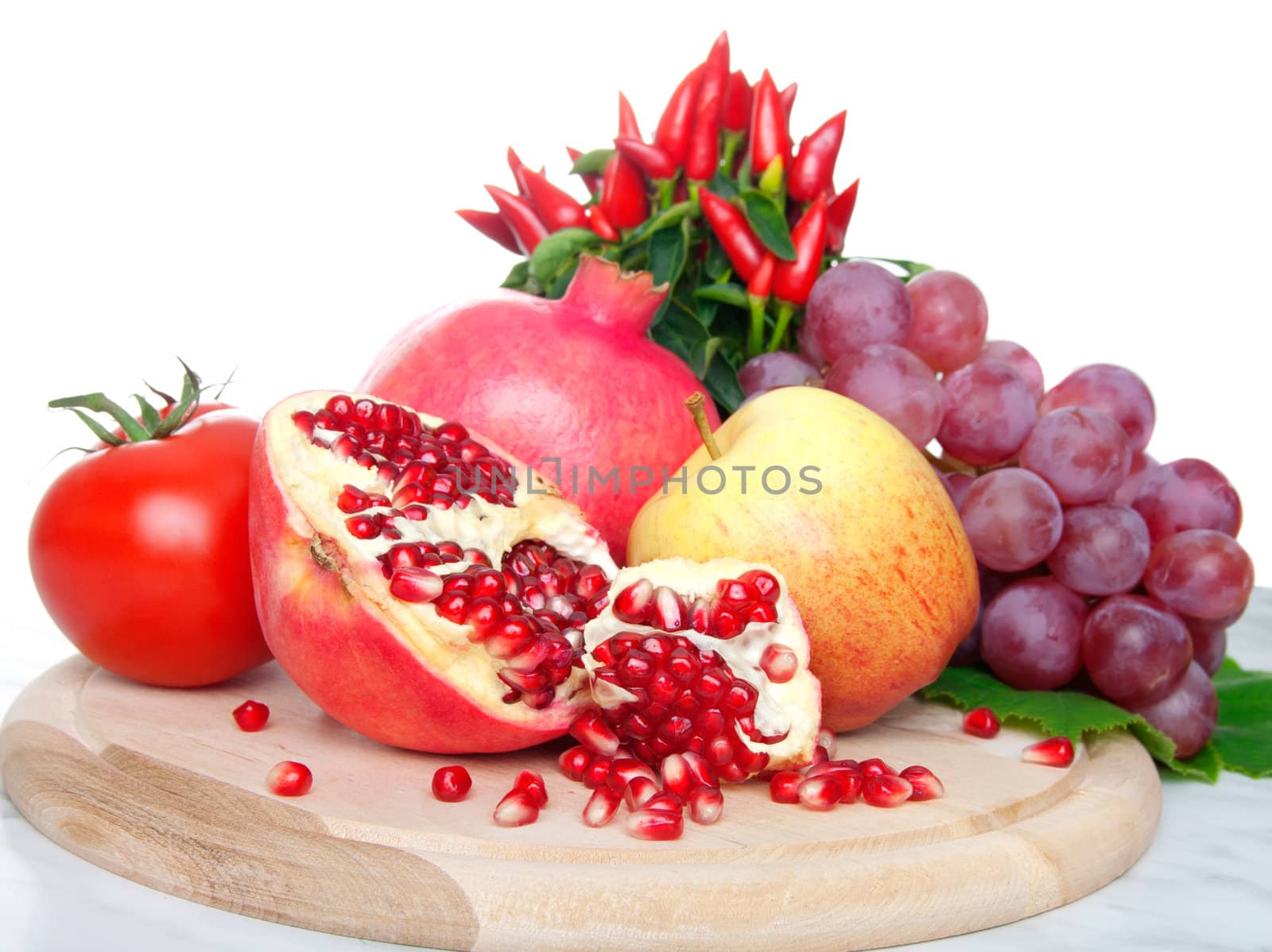 Ffresh fruits on table. isolated on a white background 
