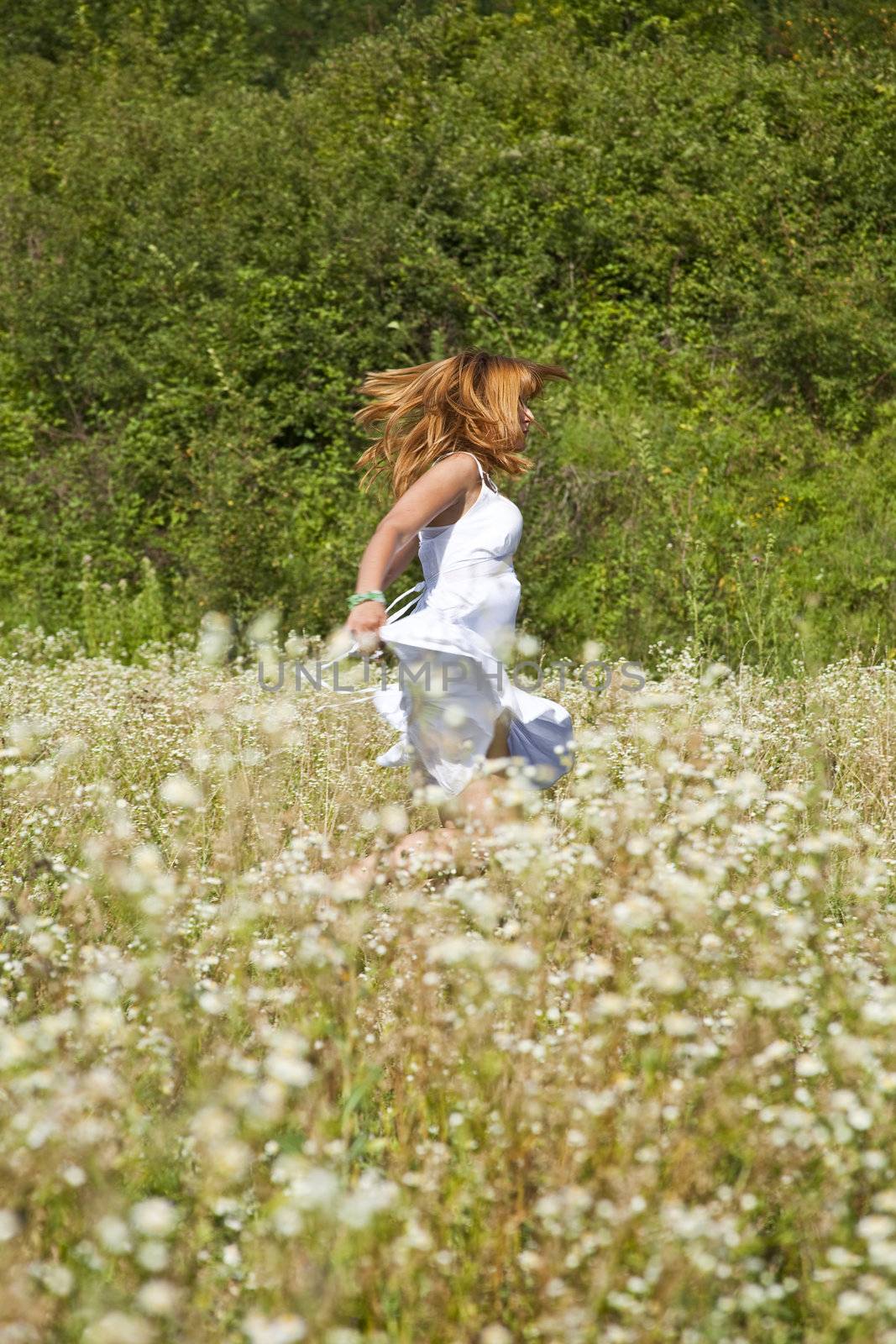 Woman Runing In Savage Garden by adamr
