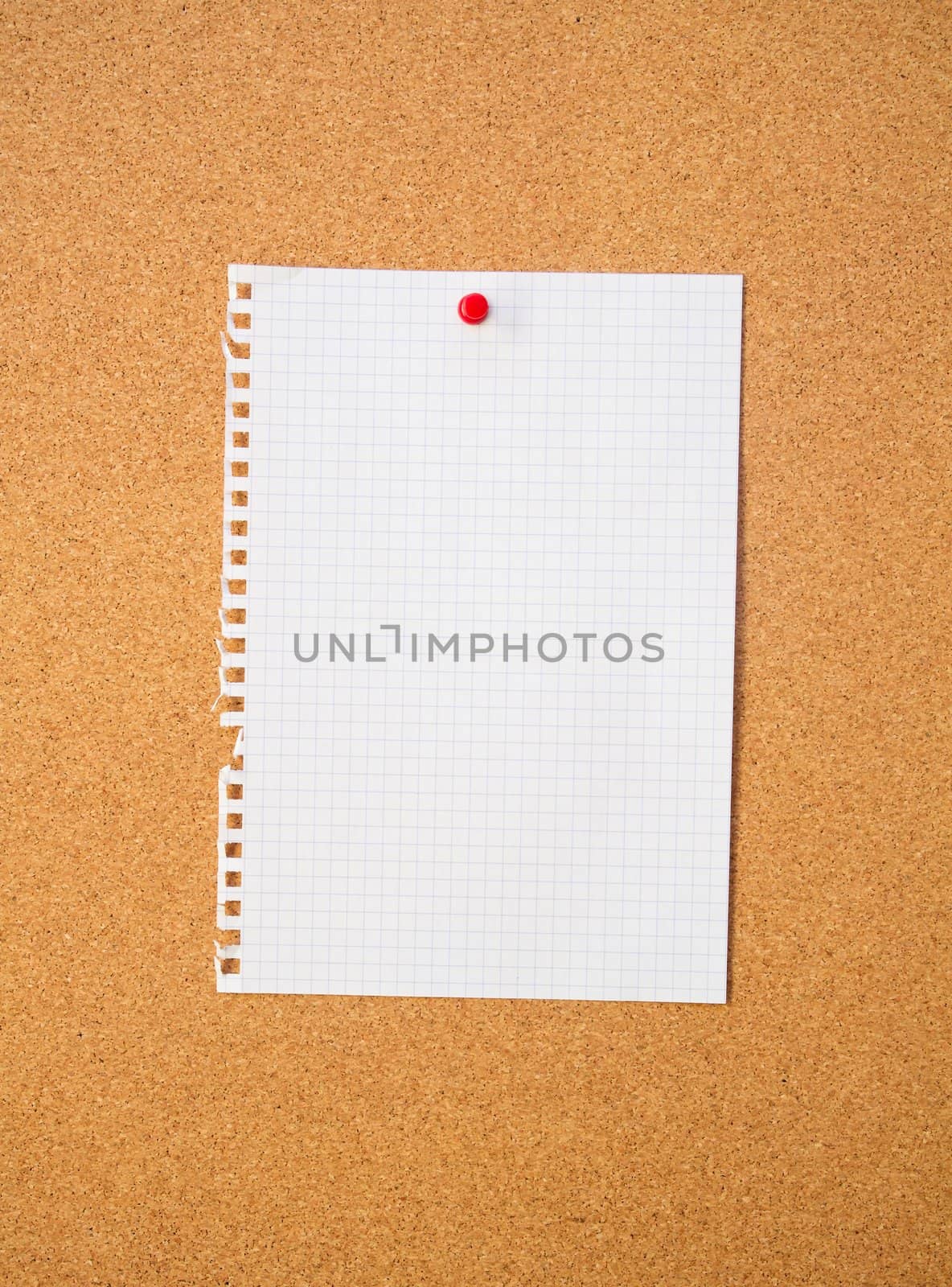 White sheet on pin board. Cork background  by simpson33