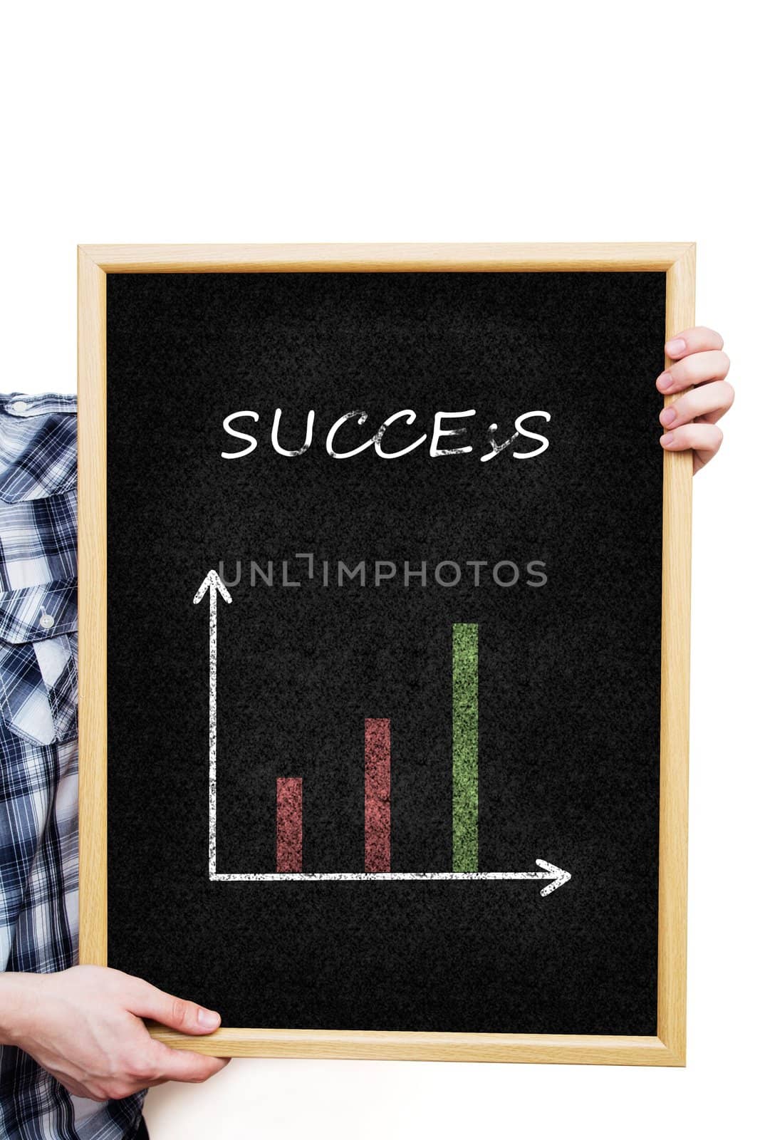 Man showing business chart on blackboard. Success concept by simpson33