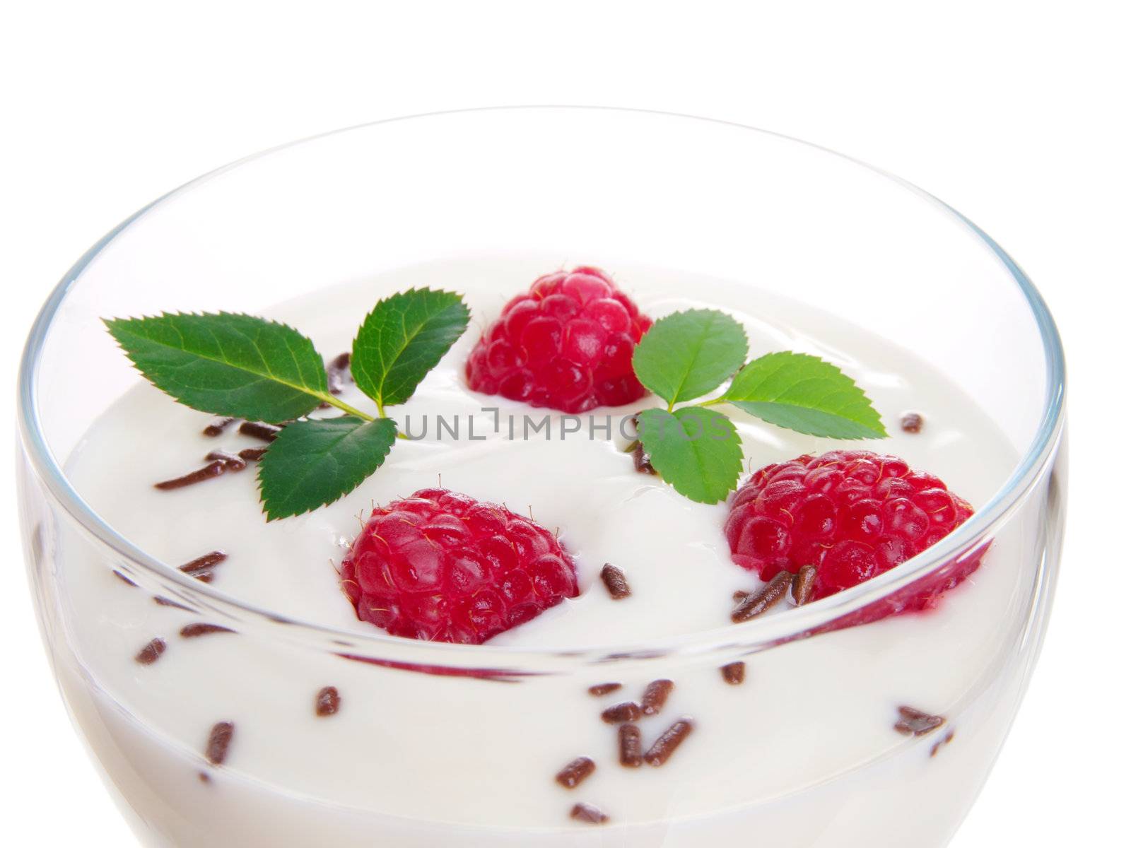 raspberries with yogurt.