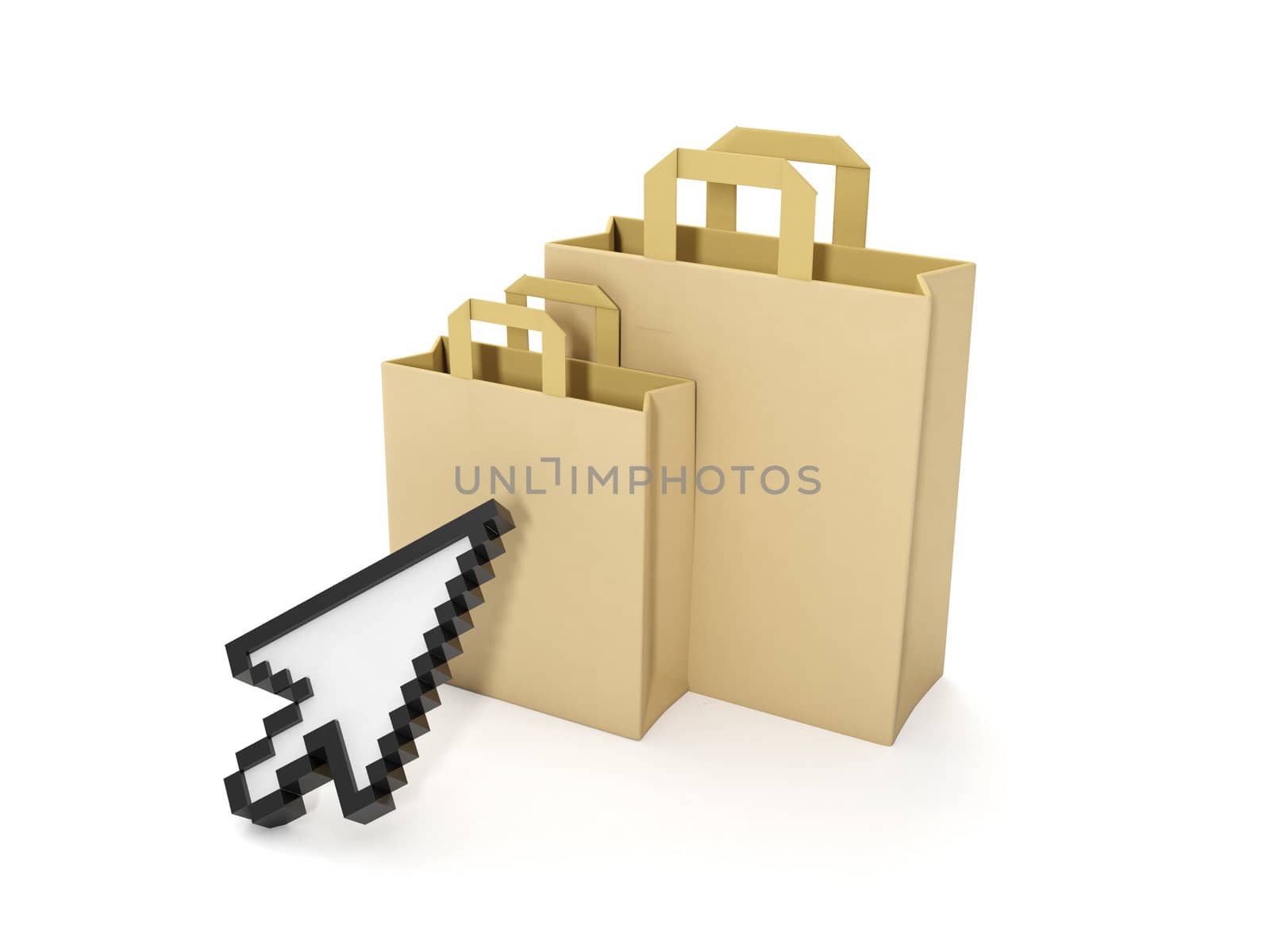 3d illustration: Purchase of goods via the Internet. online Shop