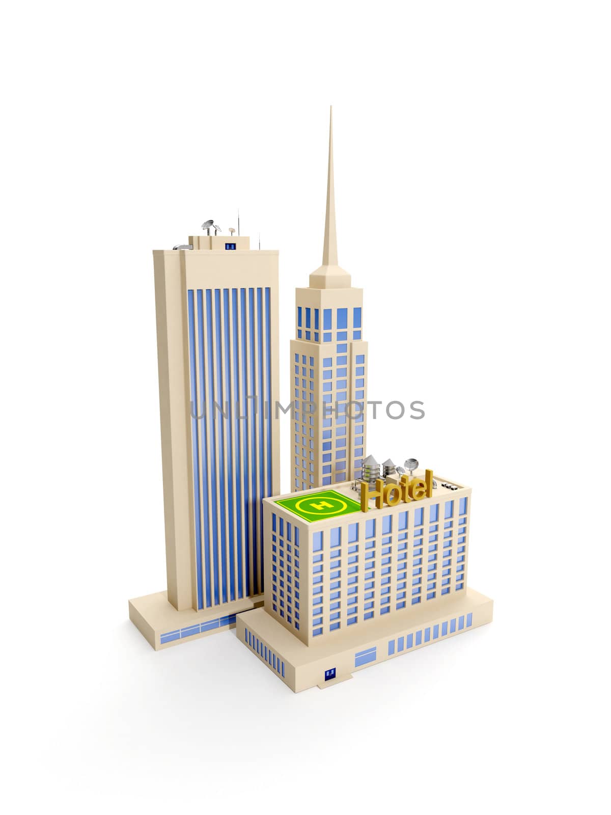 3d illustration: Multi-storey building, the architecture