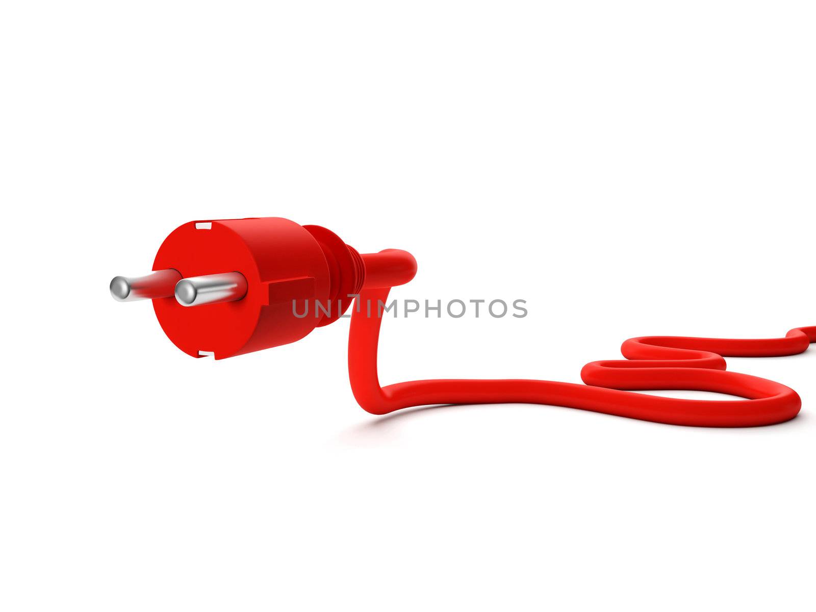 3d illustration: Red power outlet on a white background