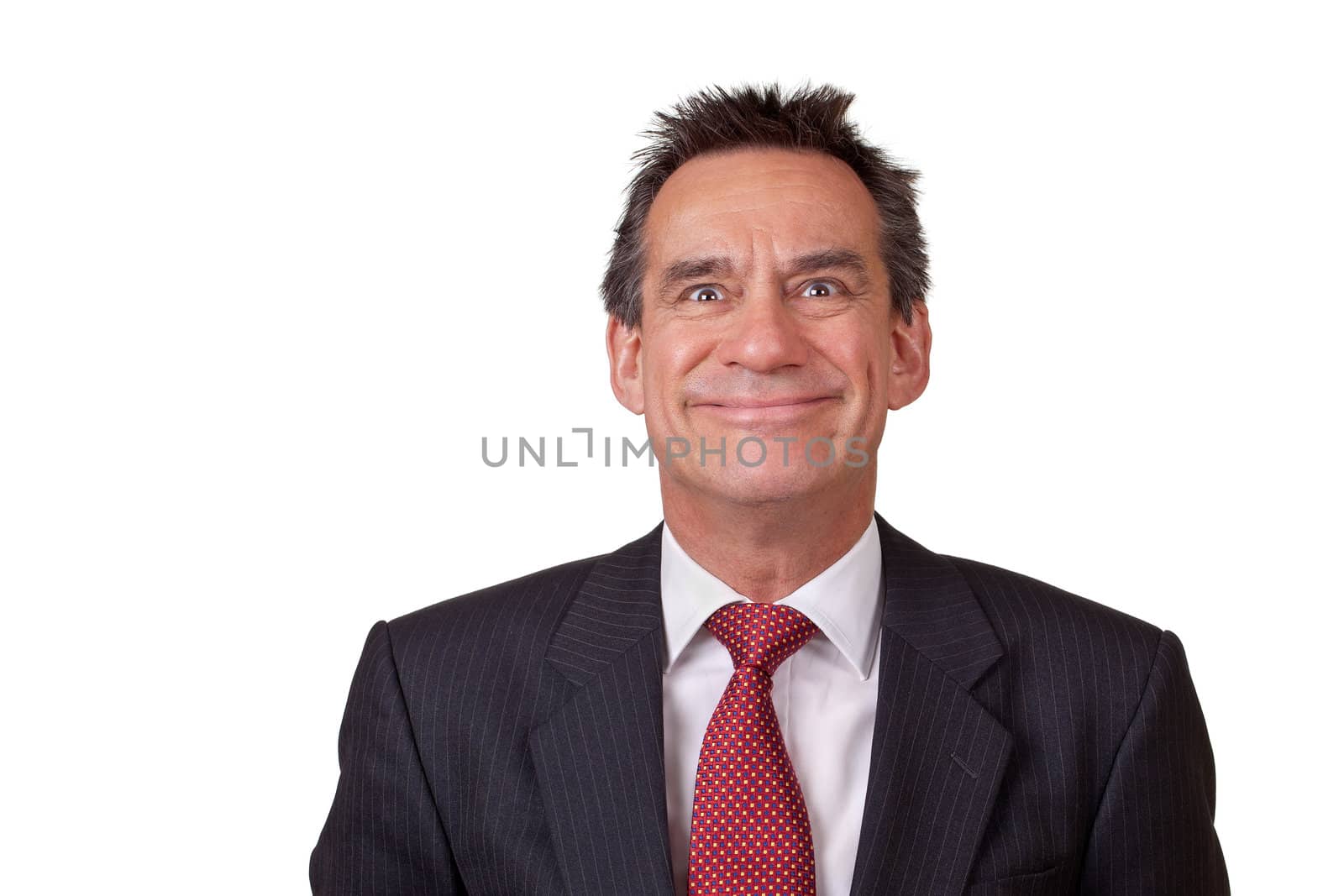 Attractive Middle Age Business Man with Silly Funny Grin Isolated