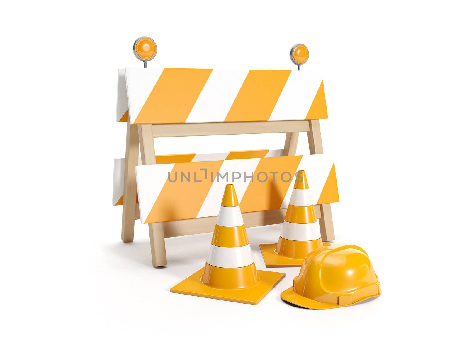 3d illustration: Repair roads, replacing the road. signs by kolobsek