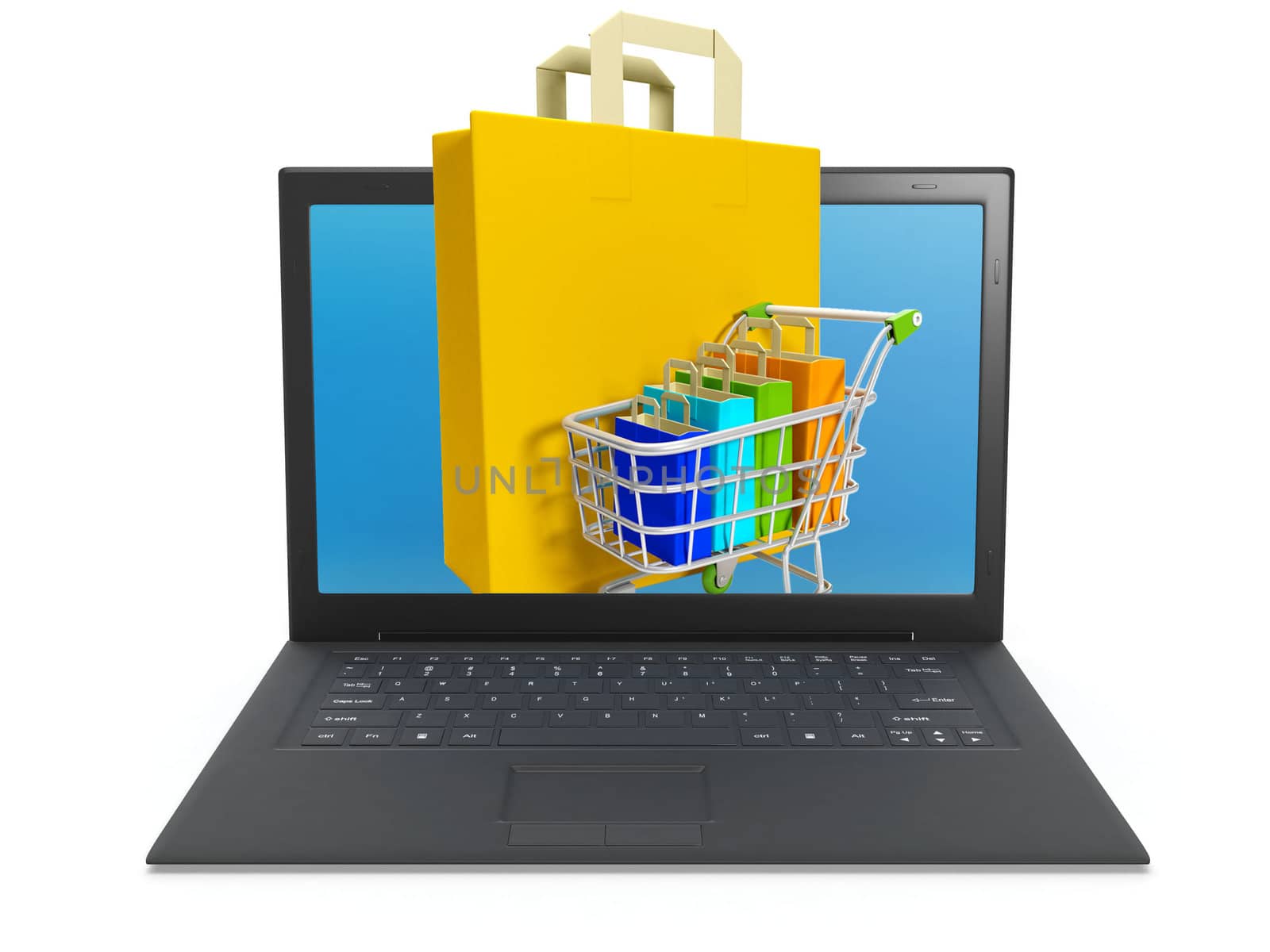 3d illustration: Buying over the Internet, online store by kolobsek