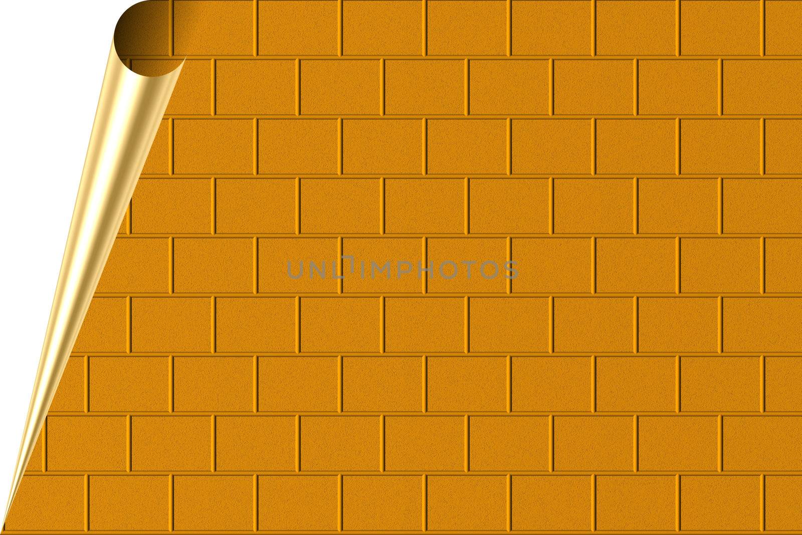 brick wall - piece of paper with corner curl for background or template use 