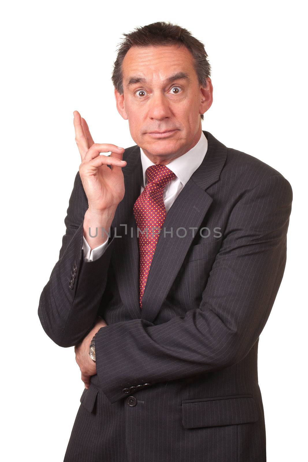 Attractive Surprised Shocked Middle Age Business Man in Suit Isolated