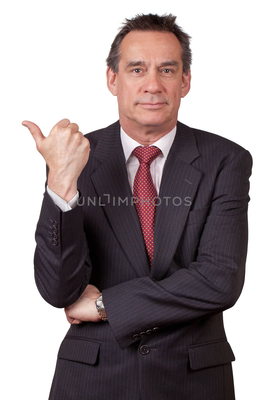 Business Man in Suit Gesturing Get Out by scheriton