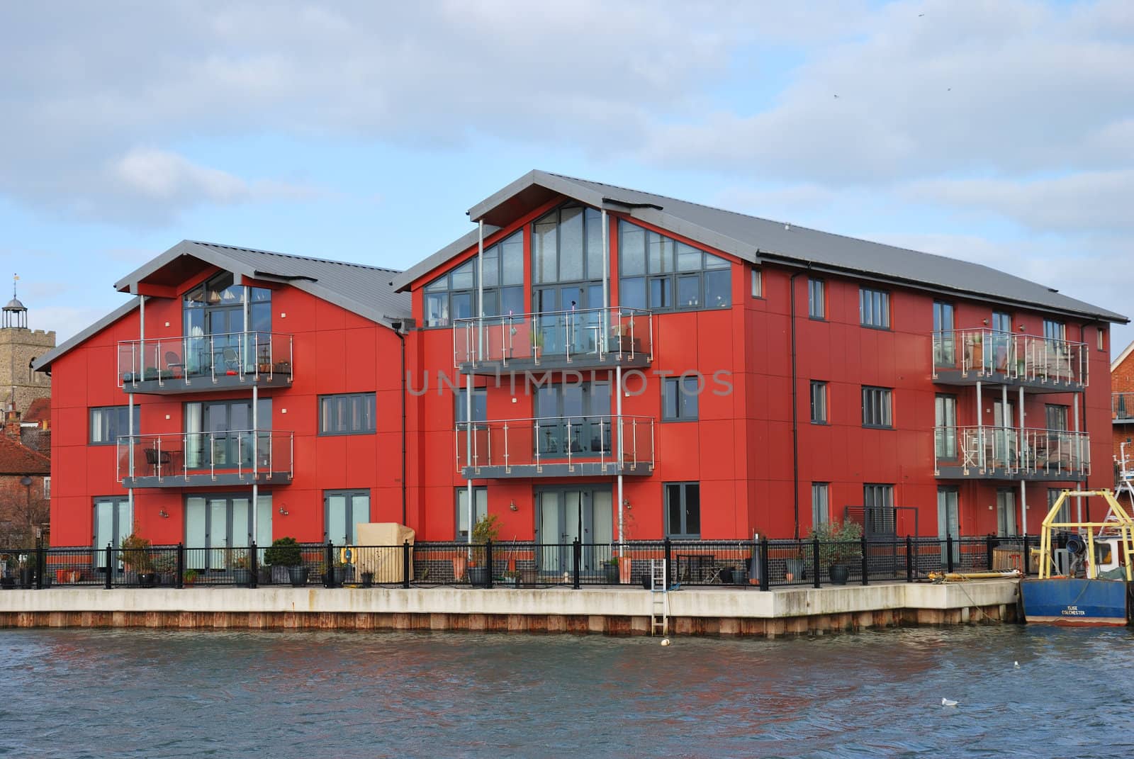 Two modern blocks of riverside flats