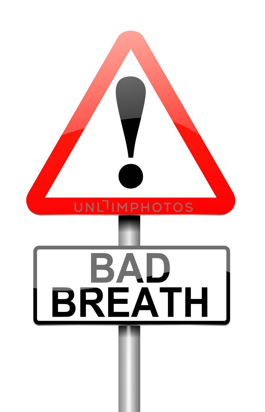 Illustration depicting a sign with a bad breath concept.