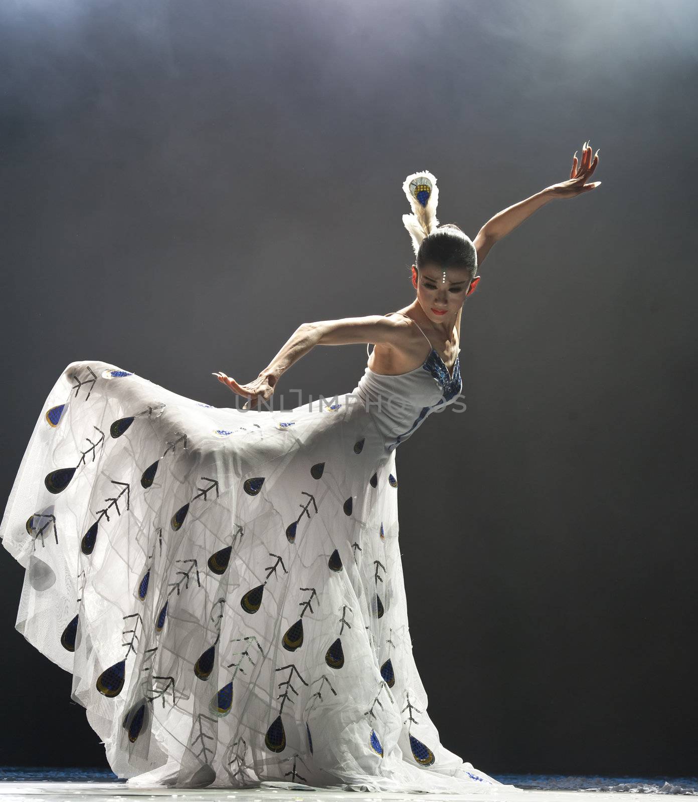 CHENGDU - OCT 27: chinese famous dancer Yang Liping performs Peacock Dance on stage at Jincheng theater.Oct 27, 2011 in Chengdu, China.