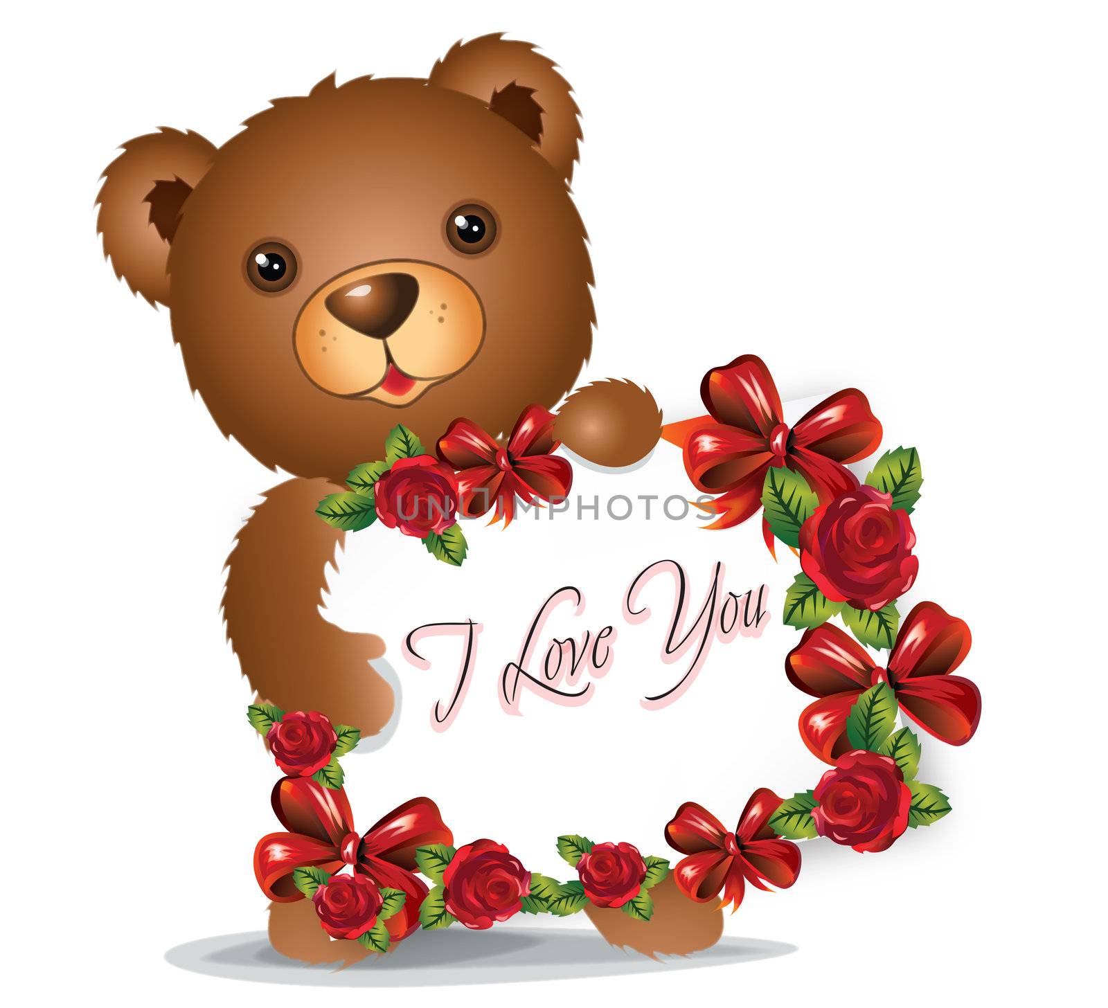 brown Teddy bear with greeting card by marinini