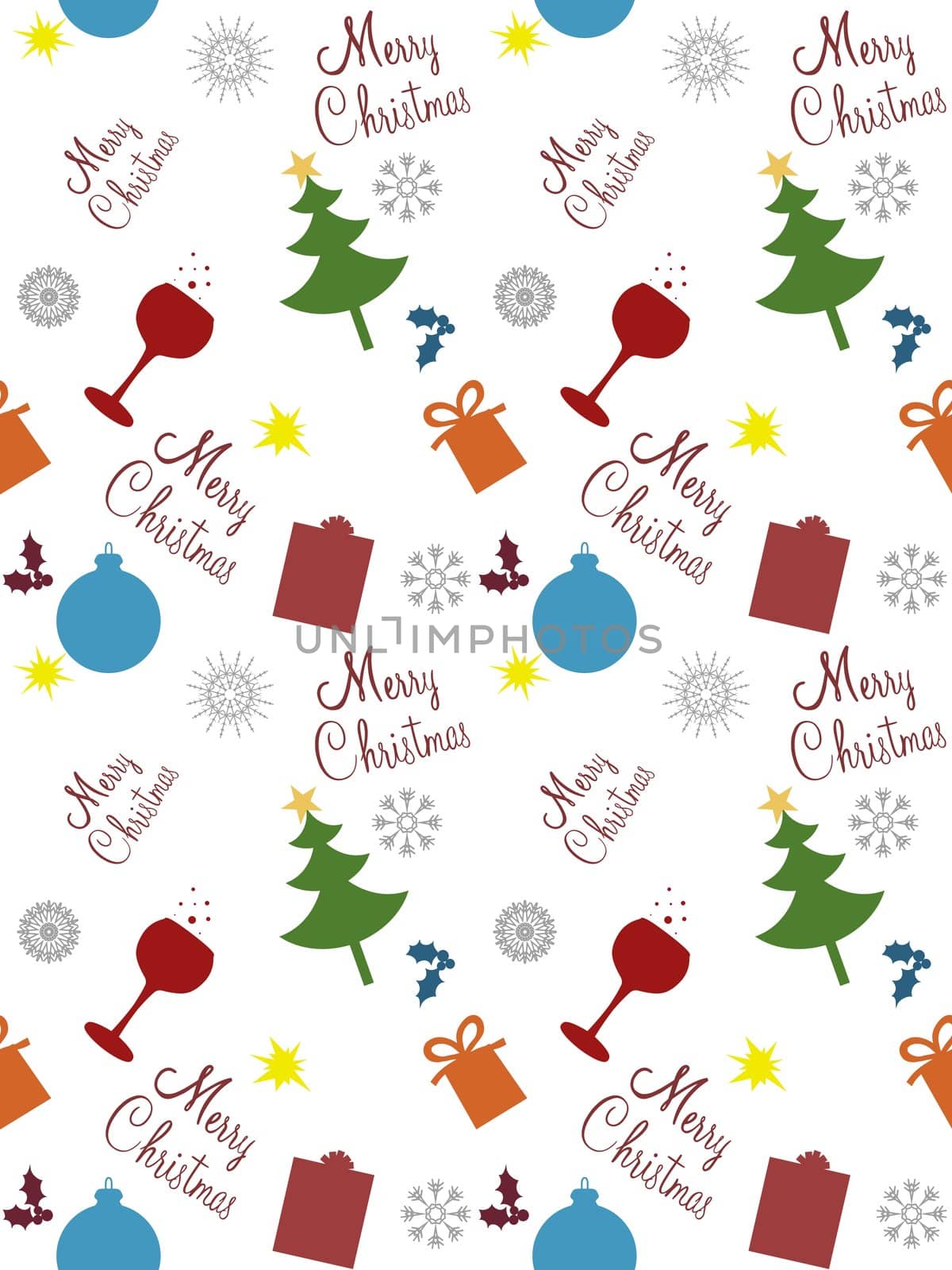 Illustration of seamless Christmas objects and text