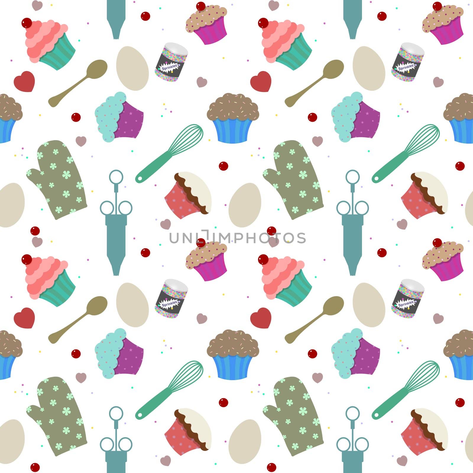 Illustration of seamless cupcake background