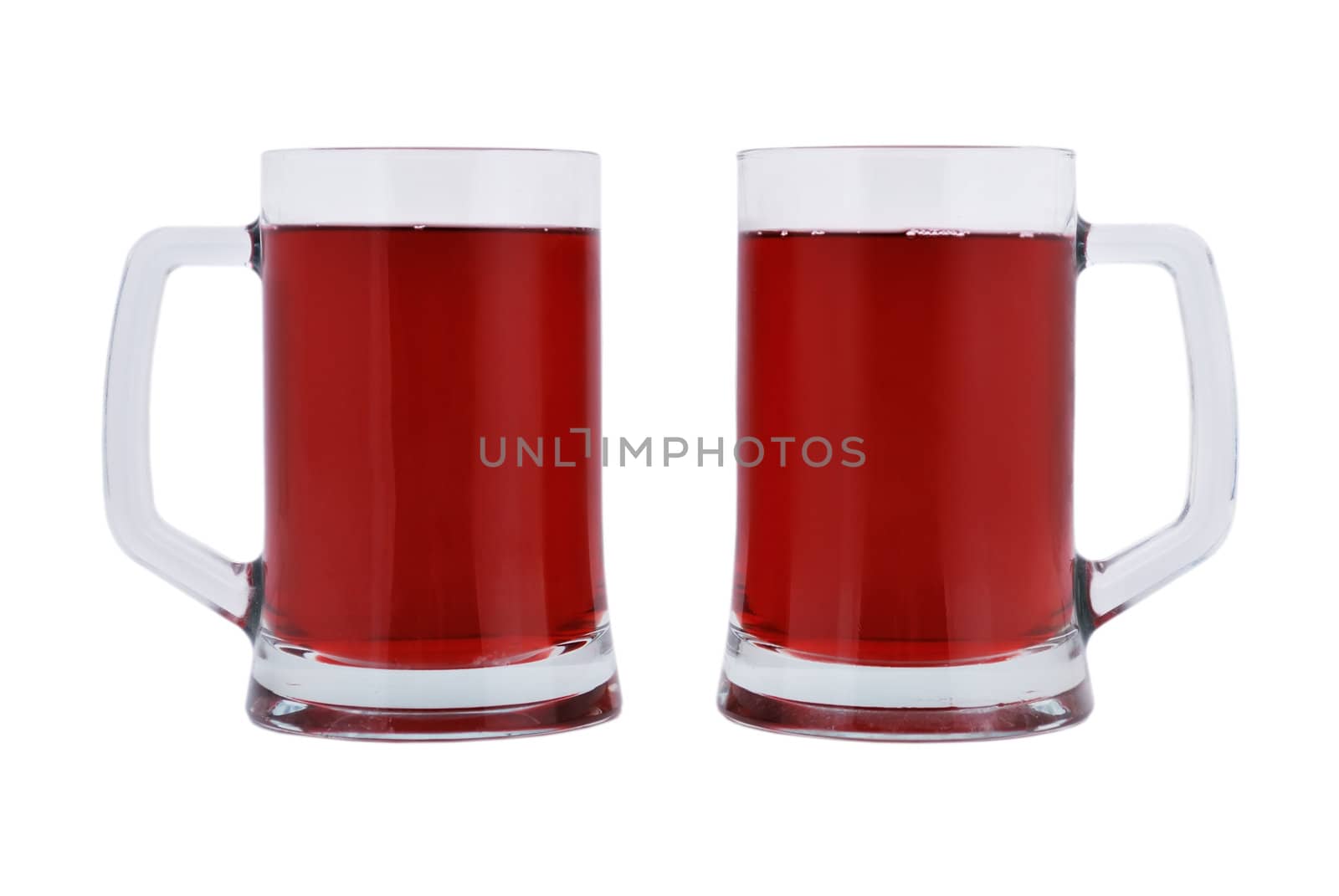 two glasses of cold karkade on a white background