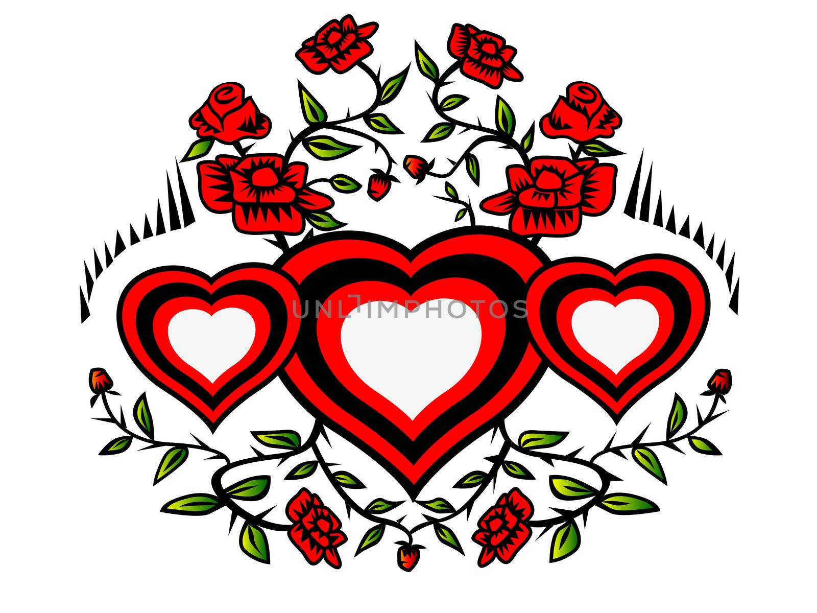 wreath of hearts and roses by marinini