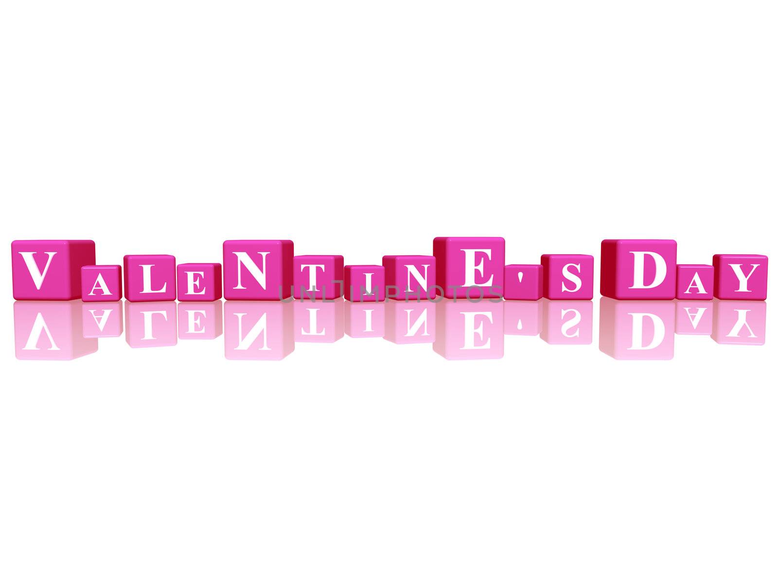 3d pink cubes with letters makes valentine's day