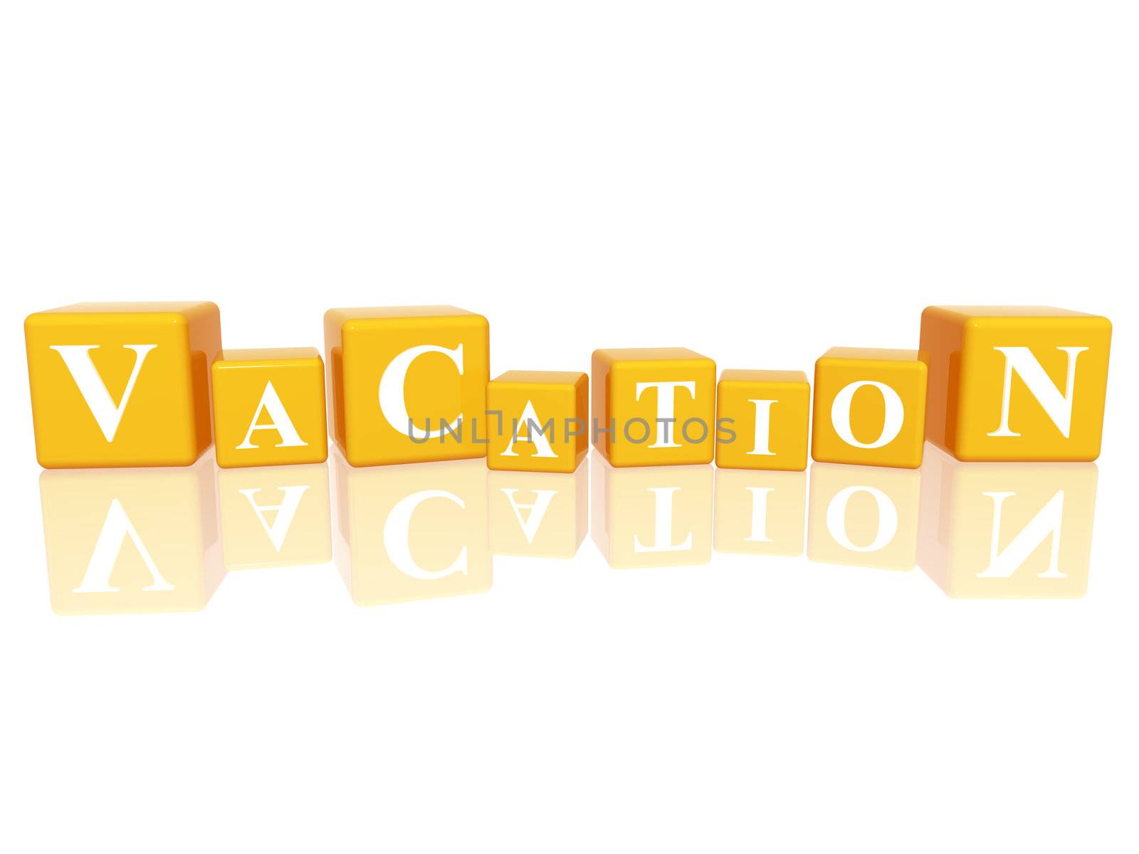 3d yellow cubes with letters makes vacation