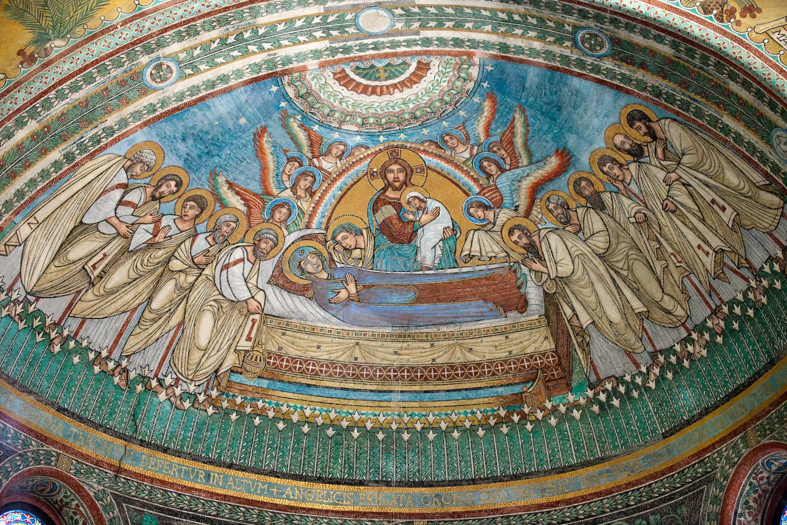 Chiusi - The Romanesque Cathedral  of San Secondiano, built around 560 AD over a pre-existing basilica, and renovated in the 13th C. . Mosaic with scenes from the life of Virgin Mary