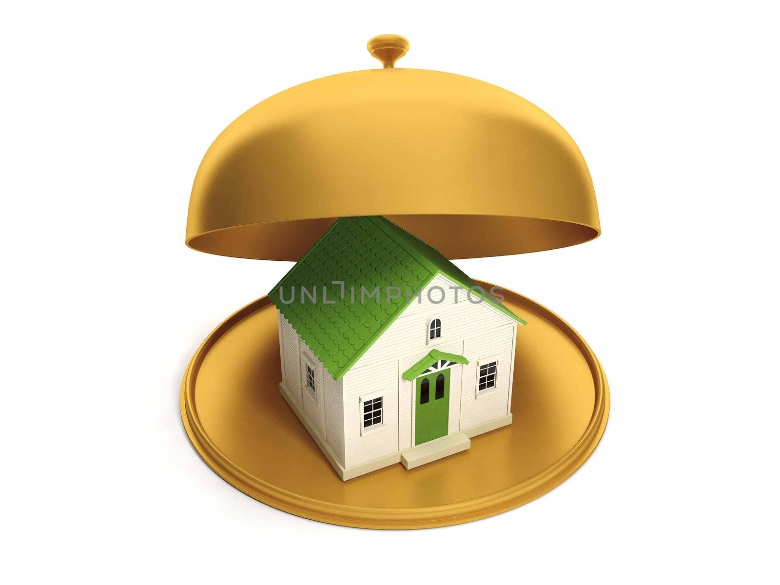 Apartment as a gift. house on a golden platter, buying new home