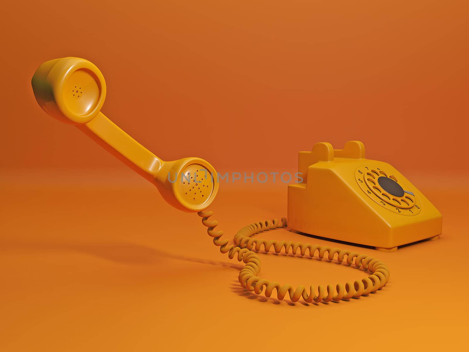 Call to order a taxi. Orange phone and the handset is close to t by kolobsek