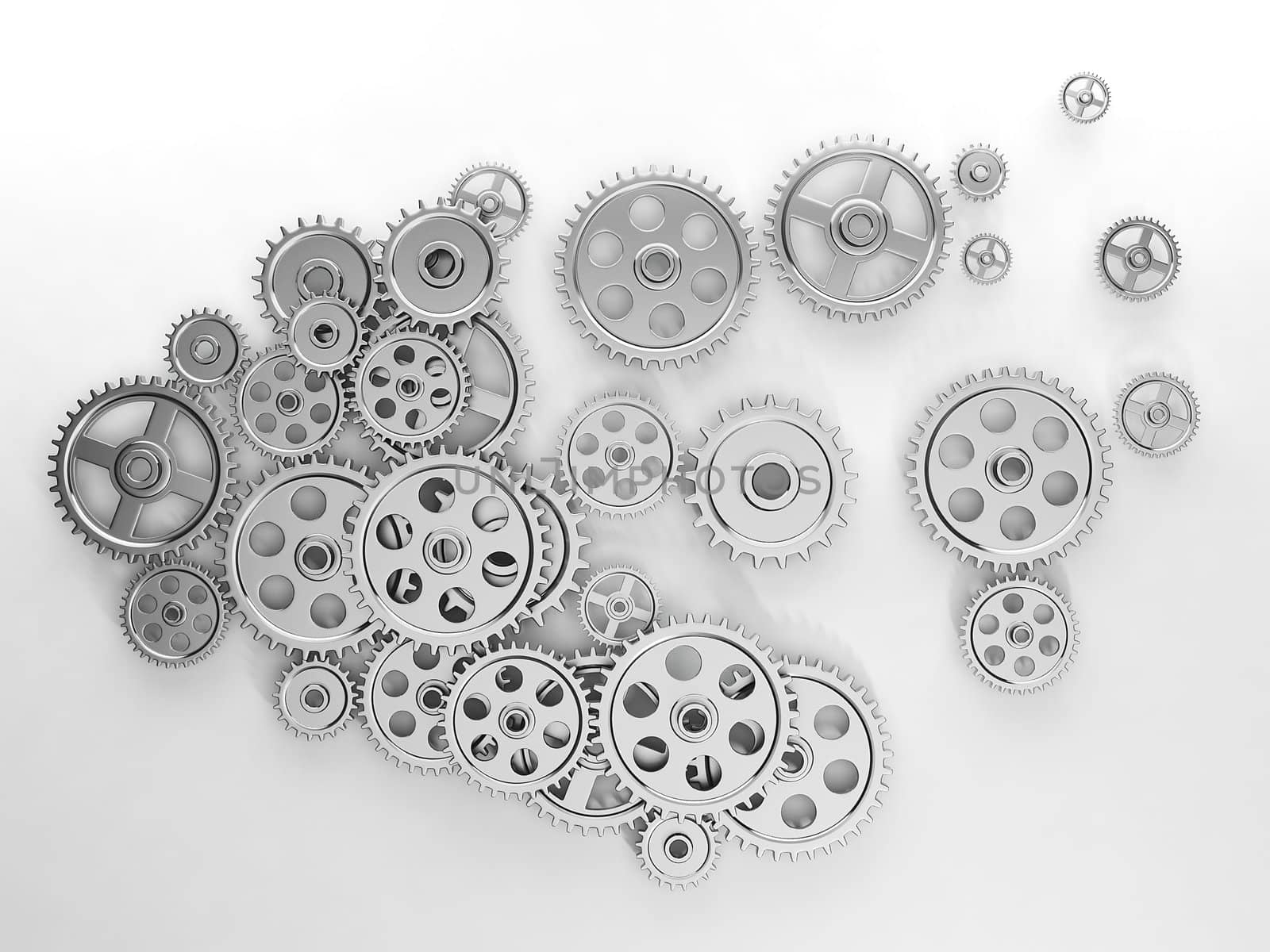 3d illustration: Ideas, a group of gears in the form of the brai by kolobsek