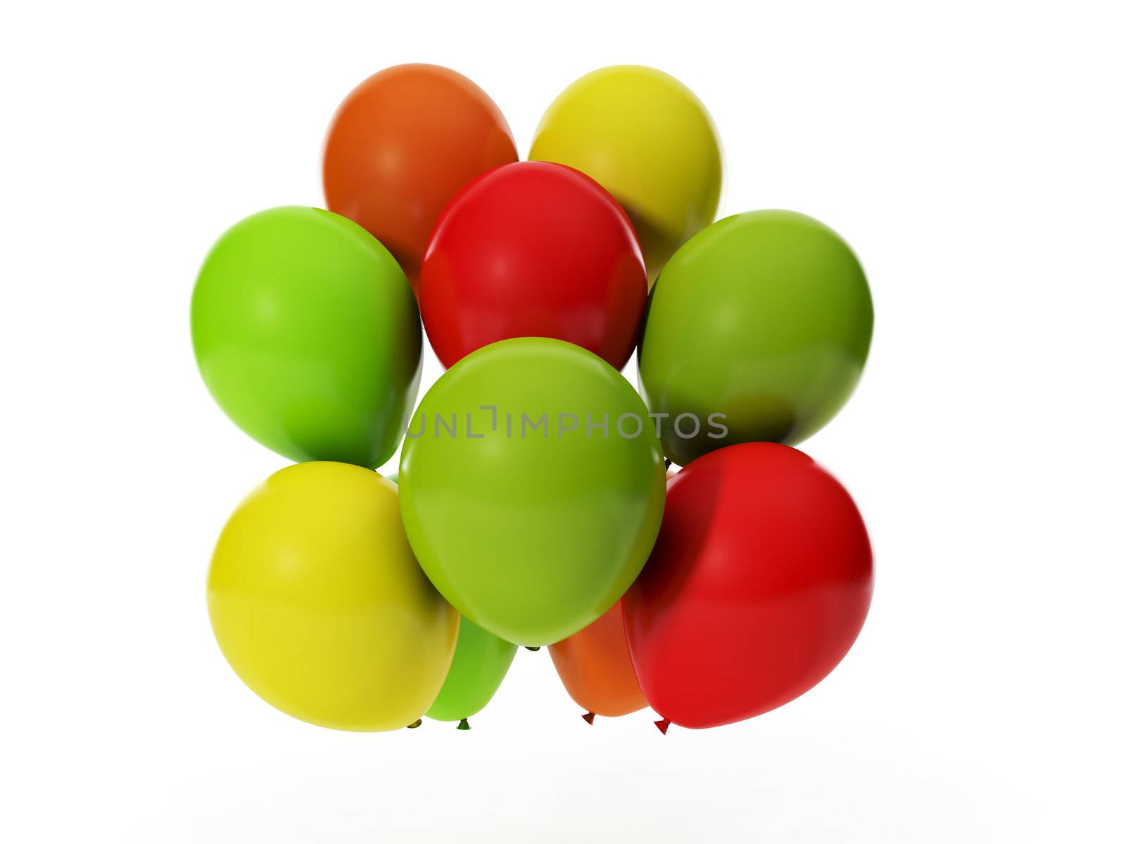 3d illustration: Events and entertainment, a group of colorful balloons