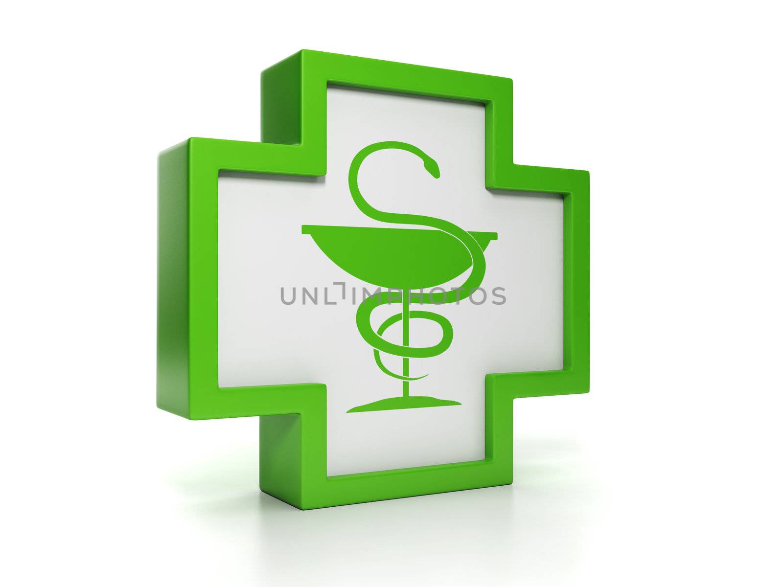 3d illustration: Medicine. Sign of medicine close-up on white background