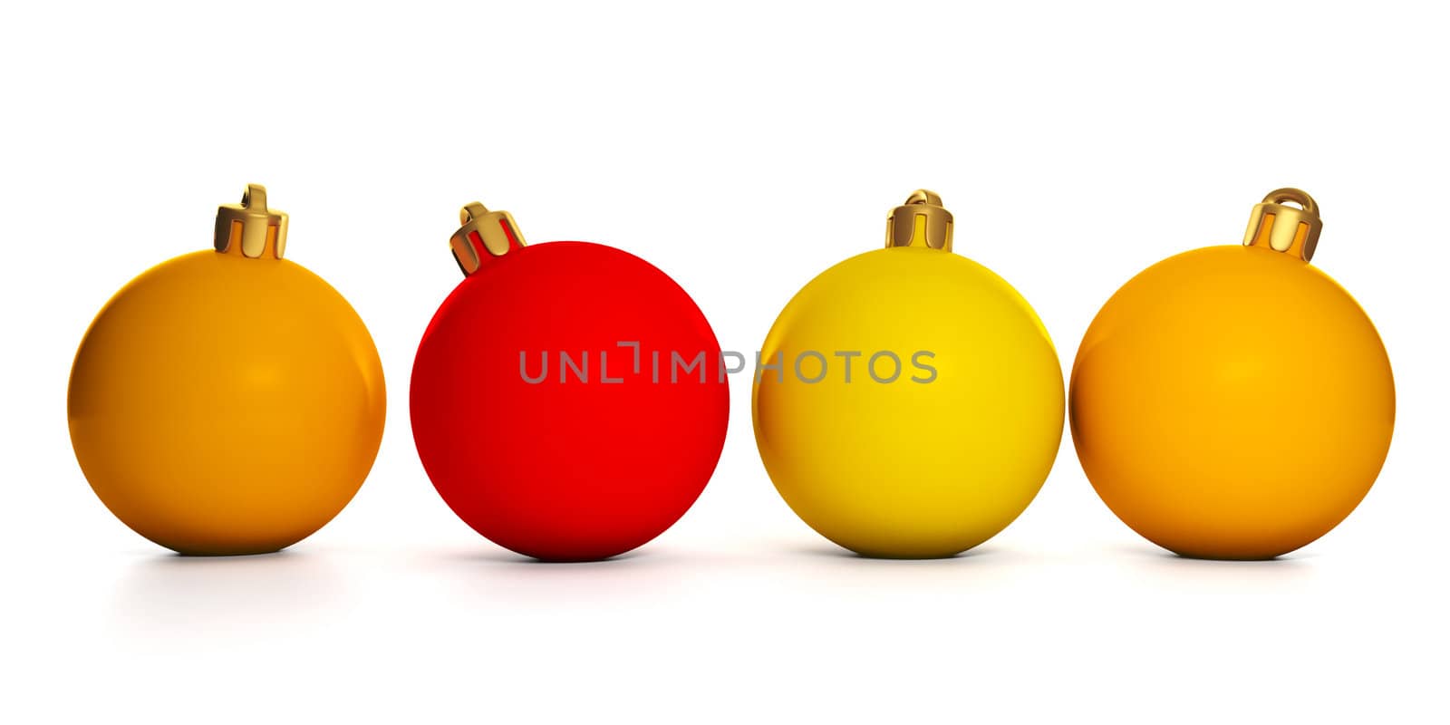 3d illustration: New Year and Christmas. Group of Christmas decorations