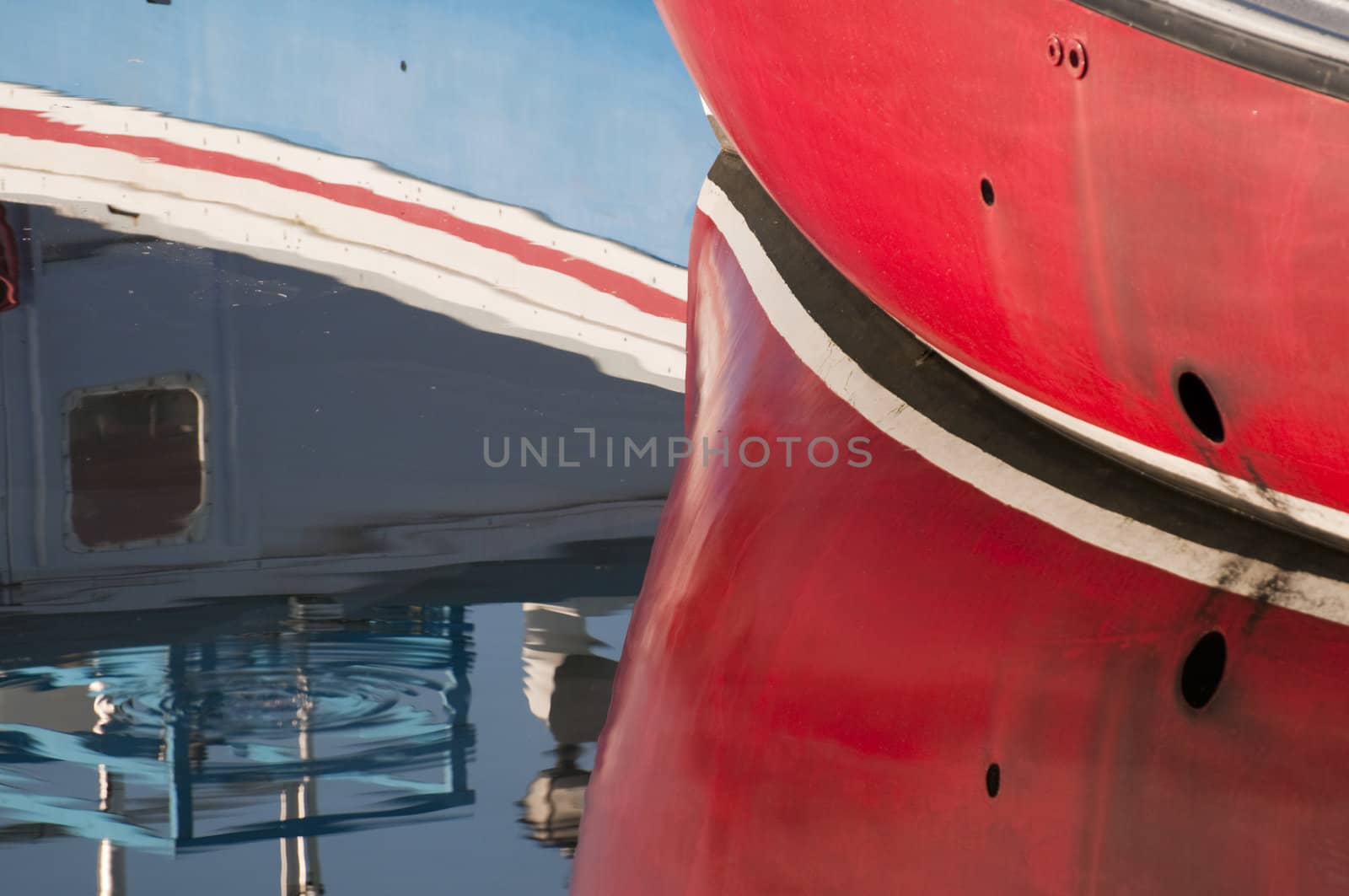 Abstract reflection of two fishing boats in Nova Scotia, Canada