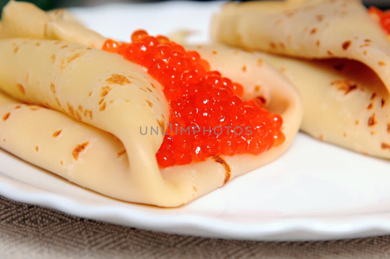 pancake with red caviar by uriy2007