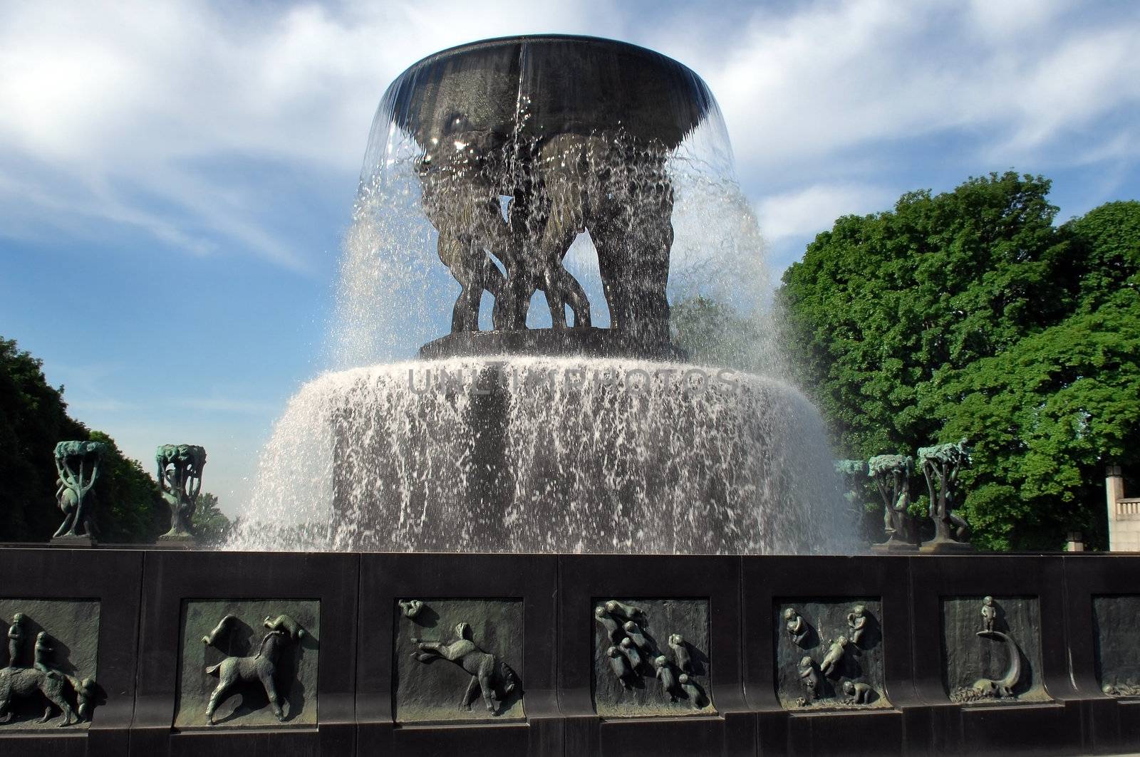 fountain in the sculpture park by Gustav Vigeland in Oslo in Norway