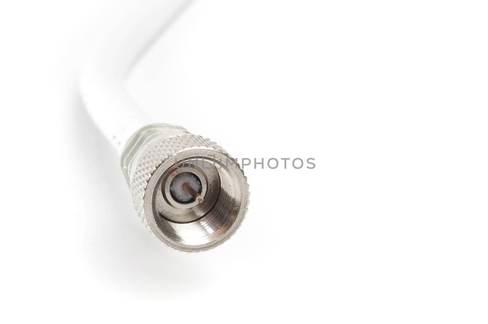 TV connection cable on white background