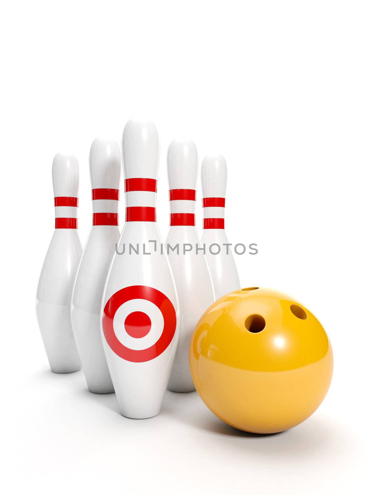 3d illustration: Sport. Bowling ball and bowling on a white background
