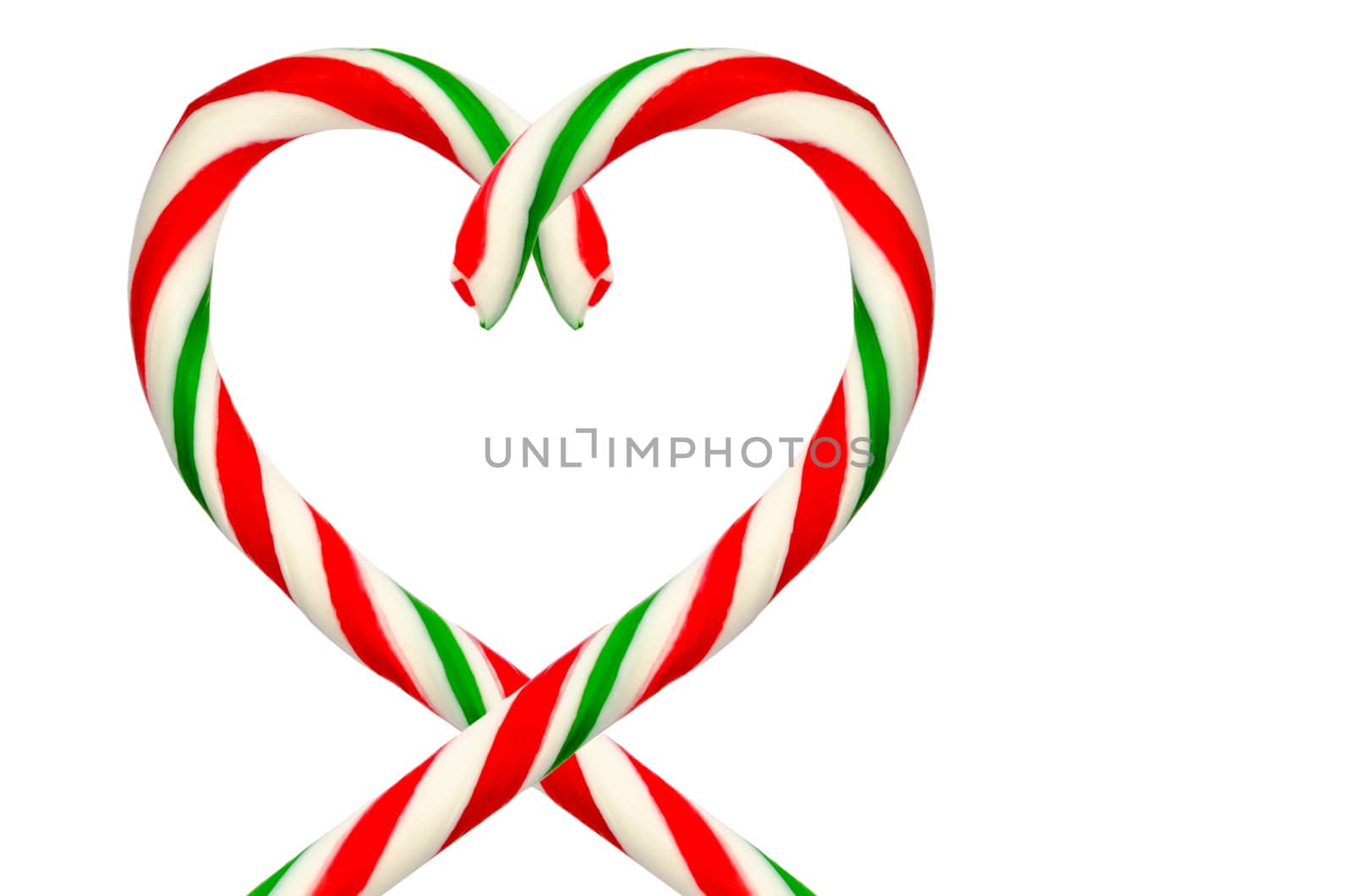 Heart of sugar sticks isolated on a white background